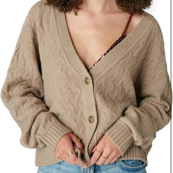 LUCKY BRAND EUC WOMENS SWEATER CARDIGAN WINTER FALL TOP SHIRT TOPS BUTTON SIZE S - Picture 2 of 6